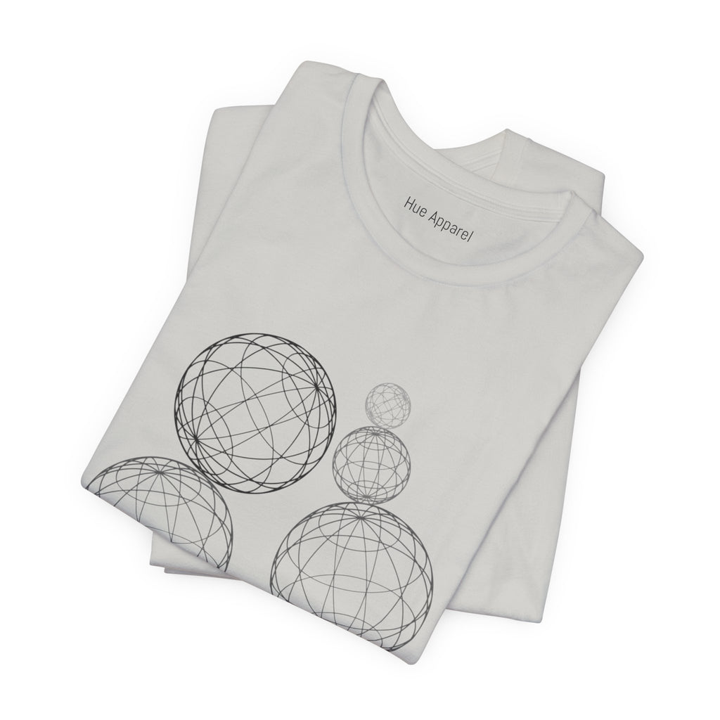 Geometric Wireframe Spheres Tee — Minimalist Abstract Orb T-Shirt