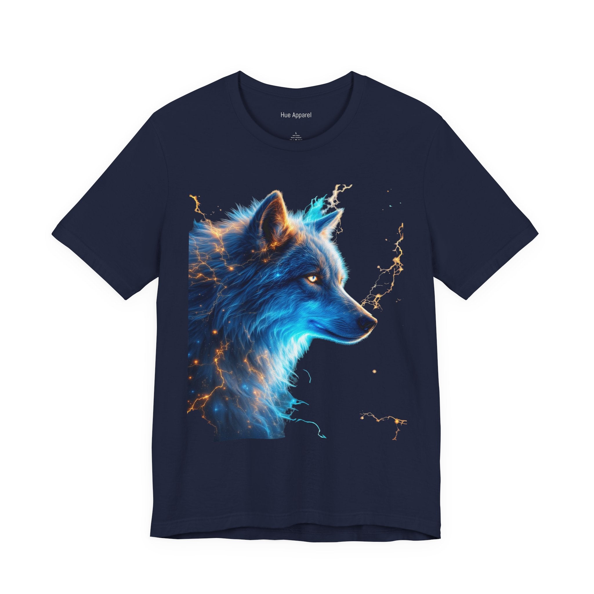 Blue Mystic Wolf T-Shirt — Glowing Wolf Portrait Tee
