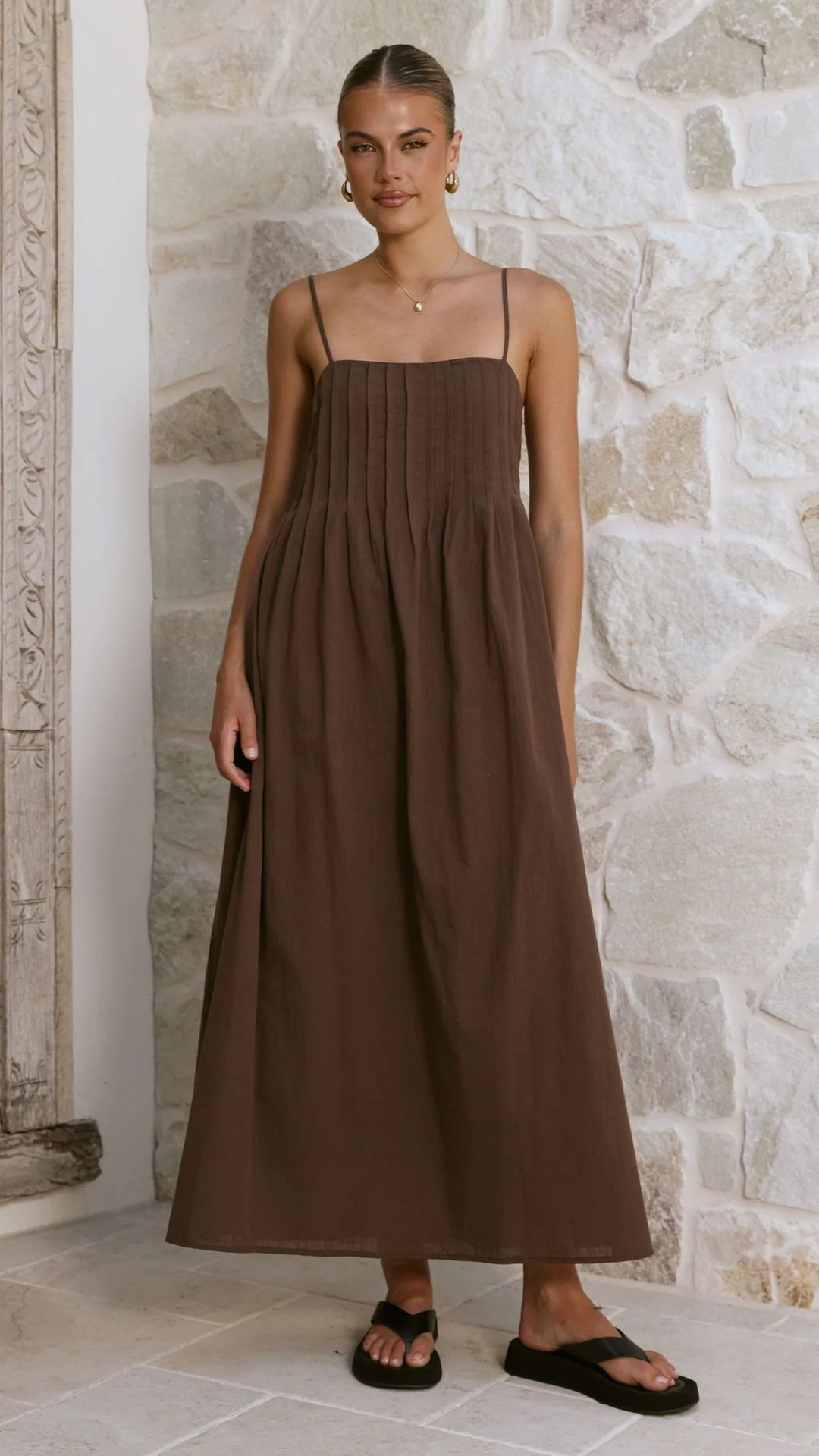 Summer Ribbed Solid Color Casual Midi Dress