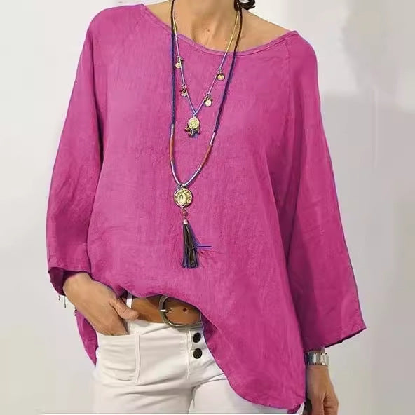 Long-sleeved loose-fitting blouse