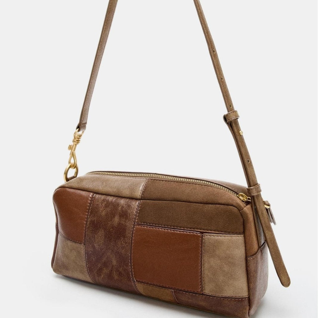 Fashionable Colour Block Patchwork Retro Shoulder Bag