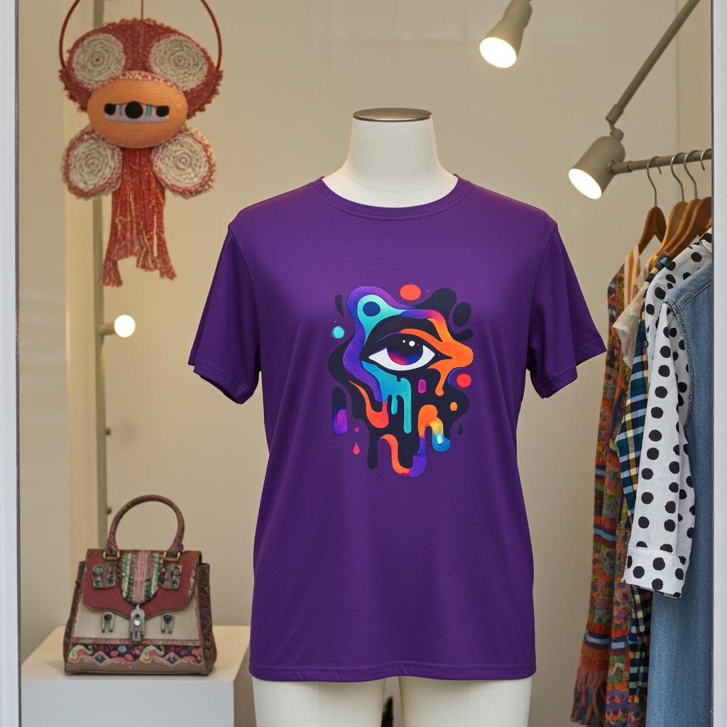 T-shirt femme œil abstrait peinture dégoulinante